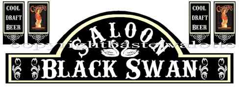 Western Haus Aufkleber Set 79 Saloon Black Swan - Seidenmatt - Vinyl