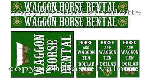 Westernhaus -  Waggon Horse Rental   - Aufkleber Vinyl matt