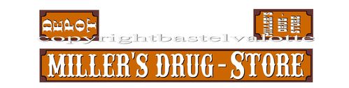 Westernhaus Aufkleber --  Miller's Drug-Store  -